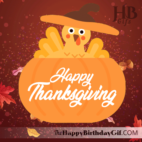 Happy Thanksgiving Gif - 104 2 Happy Thanksgiving with Turkey hiding inside Pumpkin Gif