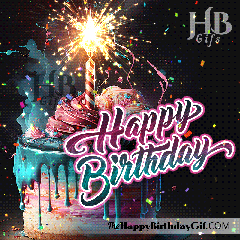 Sparkler Happy Birthday GIF 2 Sparkler Happy Birthday Gif with Cake and Confetti