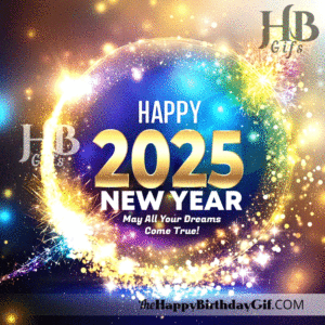 2025 Happy New Year Gif Image Card Wishes Greetings with Fireworks